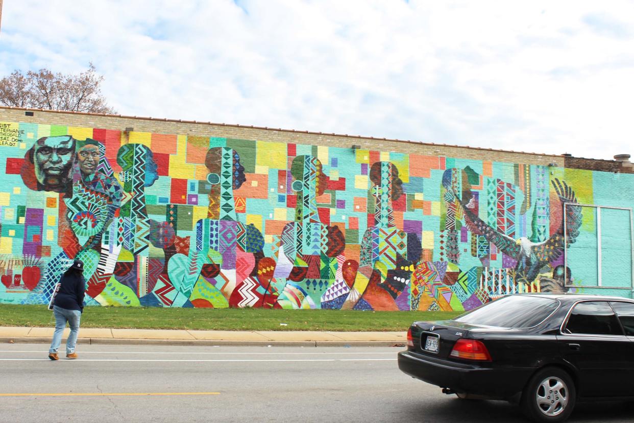 Mural along the side of Wisconsin Black Historical Society in the Amani neighborhood.