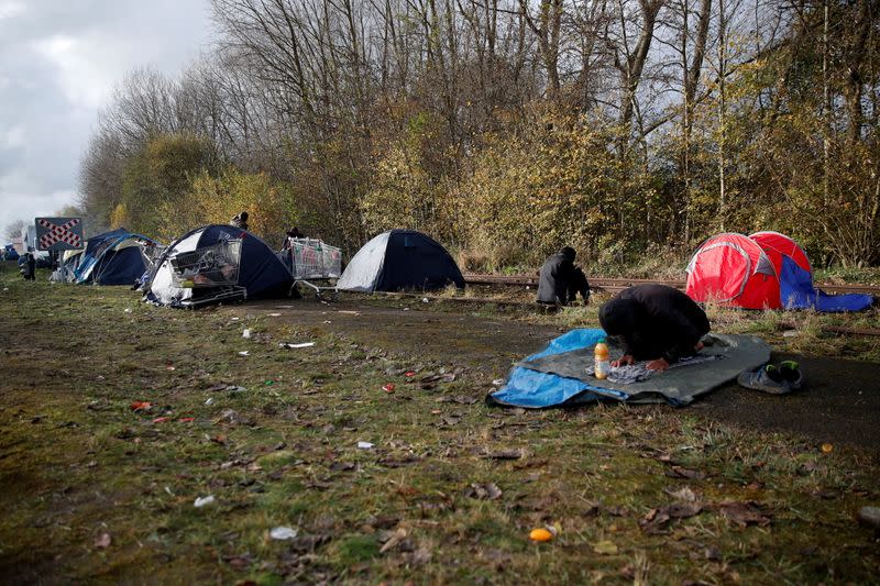 Makeshift migrant camp of Loon Beach in Dunkerque