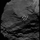 This image of the boulders on Comet 67P/C-G was taken by OSIRIS on Aug. 16, 2014 from a distance of 65 miles (105 km.). Image released May 18, 2015.