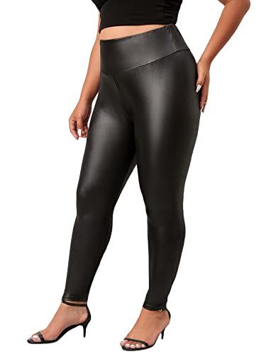 RIOJOY Womens Sexy Leather Leggings PU High Waist Butt Lifting