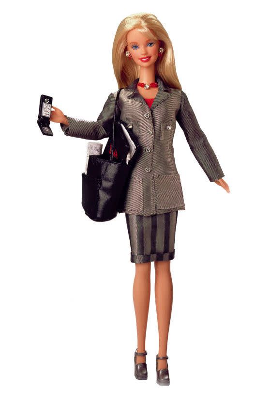 <p>Working Woman Barbie climbs the corporate ladder with a mobile phone, an overflowing workbag, a short skirt and a long jacket. </p><p><a href="http://www.goodhousekeeping.com/life/entertainment/advice/g3893/gadgets-you-were-obsessed-with-90s/" rel="nofollow noopener" target="_blank" data-ylk="slk:15 '90s gadgets everyone was obsessed with »;elm:context_link;itc:0;sec:content-canvas" class="link "><em>15 '90s gadgets everyone was obsessed with »</em></a></p>