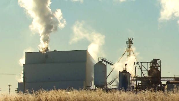 Cargill's meat-processing facility in High River, Alta., shown on Jan. 8, 2021. The province is holding off on a vaccination clinic that would have protected workers at the plant, which has seen two large COVID-19 outbreaks, due to a delayed shipment of 64,000 doses of Moderna vaccine. (Justin Pennell/CBC - image credit)