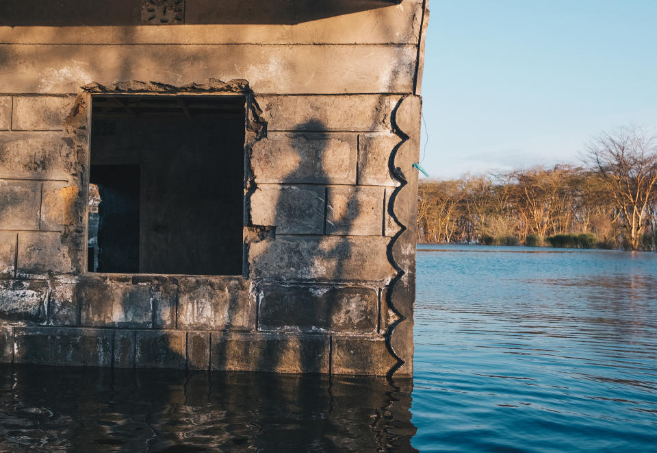 The remnants of Kilimo Estate by Lake Nakuru are now only accessible by boat.<span class="copyright">Khadija M. Farah for TIME</span>