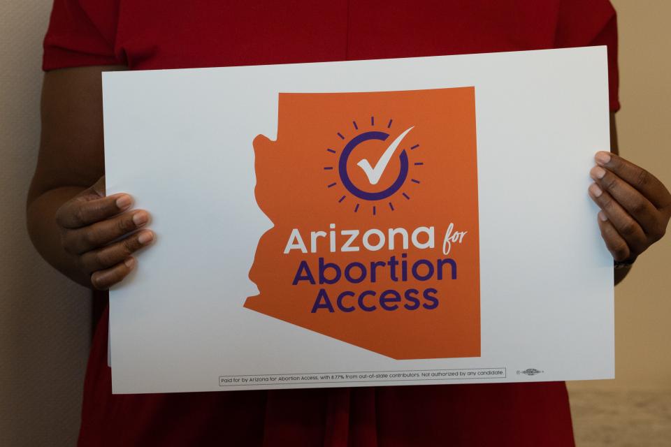 The Arizona for Abortion Access news conference on Sept. 21, 2023, at the law offices of Coppersmith Brockelman in Phoenix.