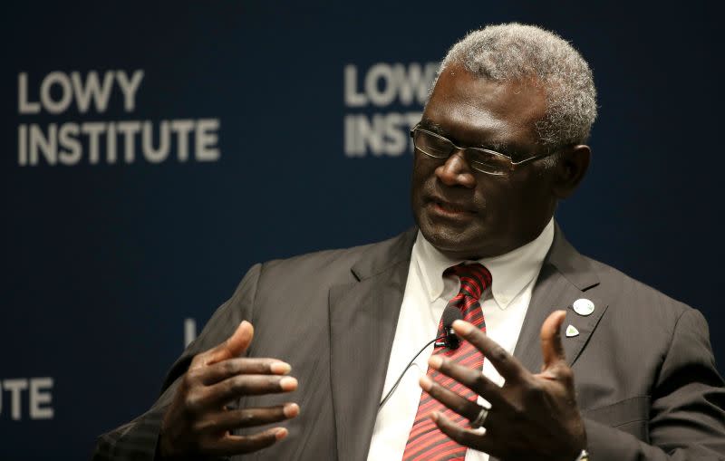 ▲索羅門群島現任總理蘇嘉瓦瑞（Manasseh Sogavare）2019年上台後，隨即與台灣斷交並和中國建交。資料照。（圖／美聯社／達志影像）