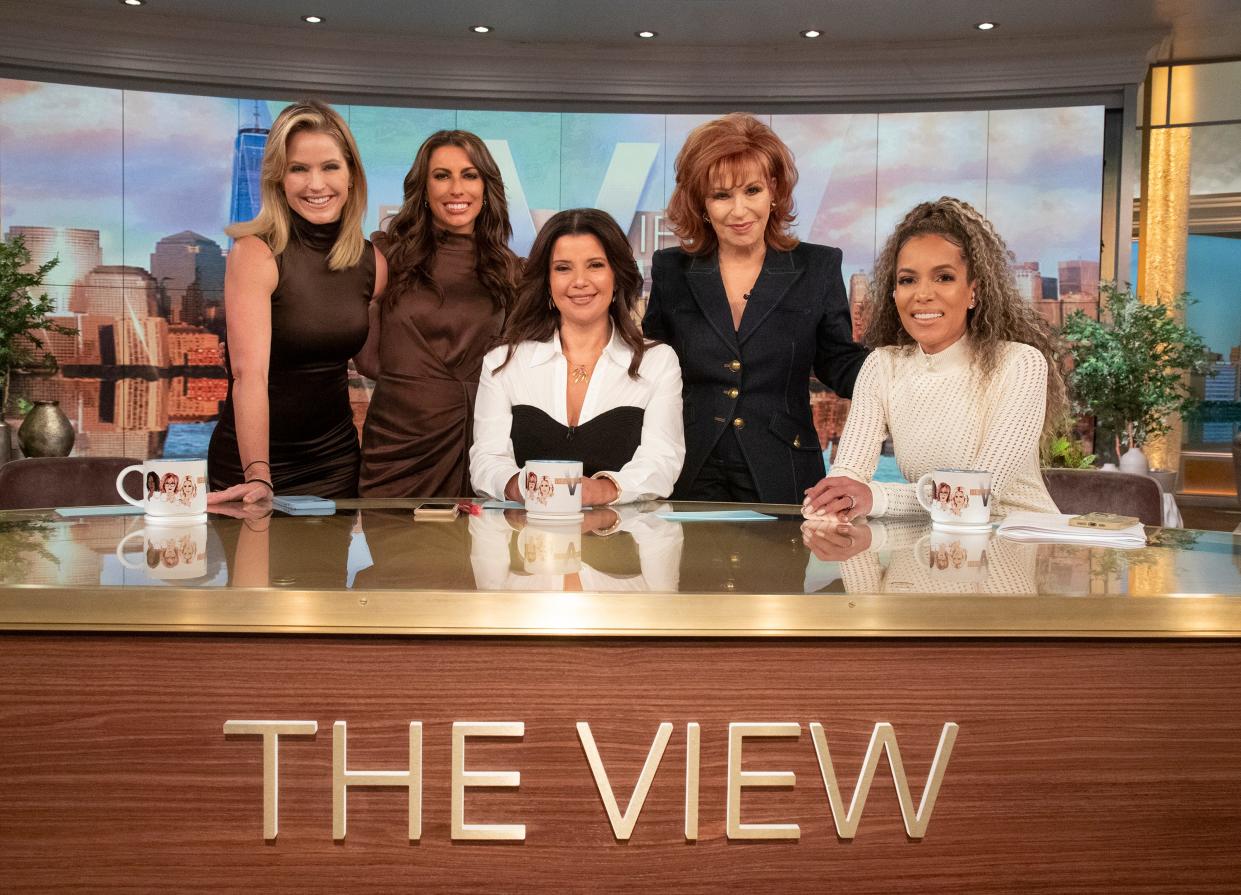 From left: Sara Haines, Alyssa Farah Griffin, Ava Navarro, Joy Behar and Sunny Hoston on set of "The View."