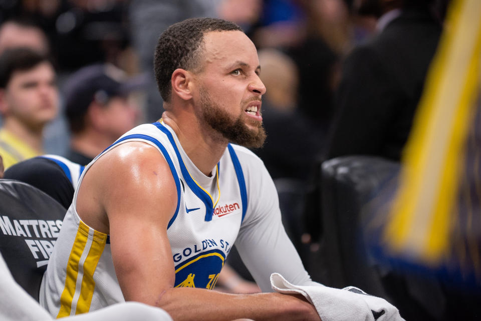 Stephen Curry's defending champion Golden State Warriors can clinch a playoff berth with a win on Sunday. (Ed Szczepanski/USA Today Sports)