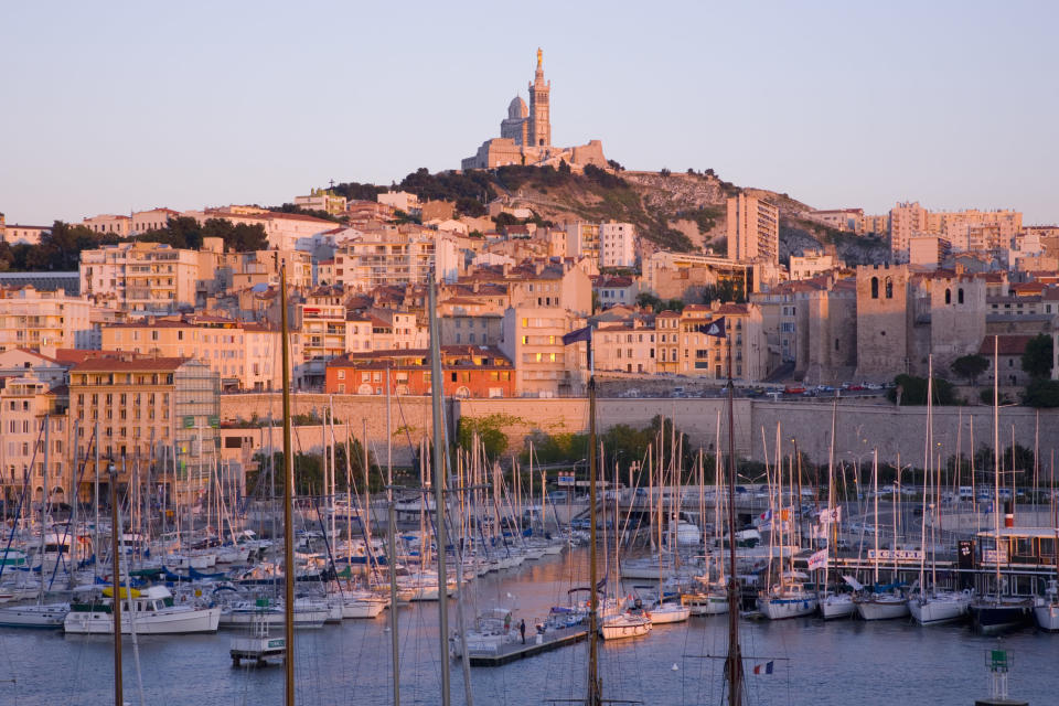 Panoramic view of the Vieux Port and Mediterranean