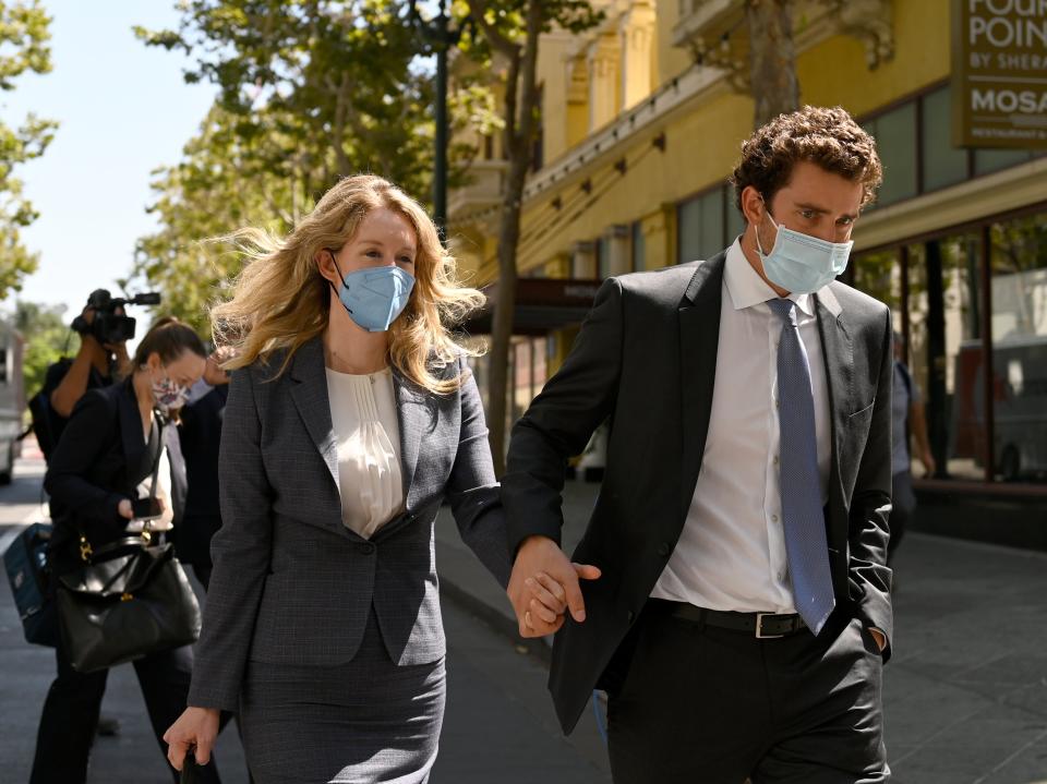 Elizabeth Holmes leaves the United States Federal Courthouse in San Jose (AP)