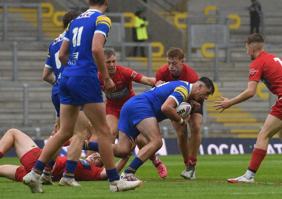 Bobby Hartley in possession for Leeds Rhinos under-18s against Hull KR. Picture by Matty Merrick/Leeds Rhinos.