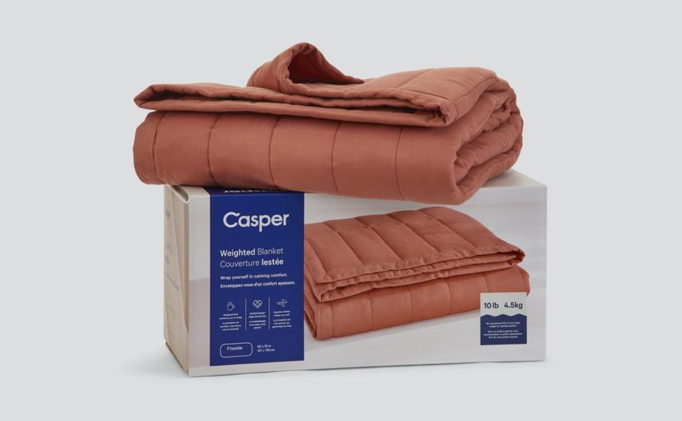 <p><a href="https://go.redirectingat.com?id=74968X1596630&url=https%3A%2F%2Fcasper.com%2Fweighted-blanket%2F&sref=https%3A%2F%2F" rel="nofollow noopener" target="_blank" data-ylk="slk:Shop Now;elm:context_link;itc:0;sec:content-canvas" class="link ">Shop Now</a></p><p>Weighted Blanket</p><p>casper.com</p><p>$84.50</p>