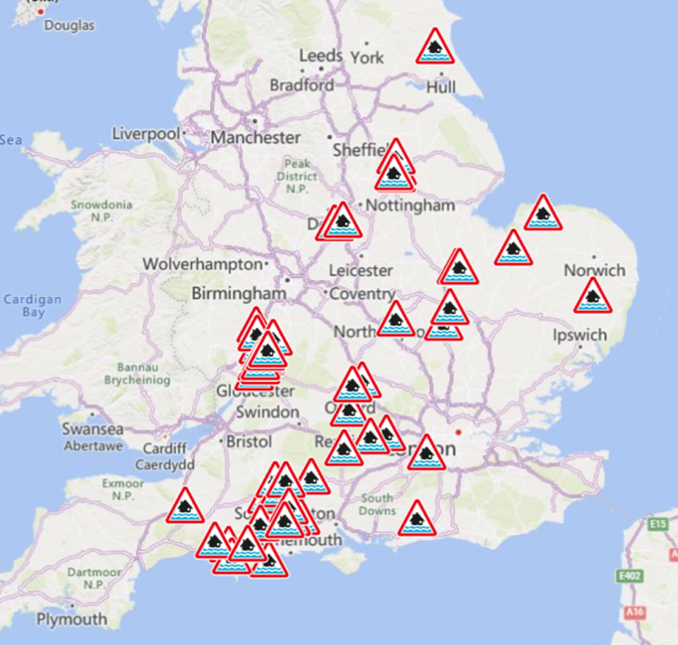 Flood warnings in place across England (Environment Agency)
