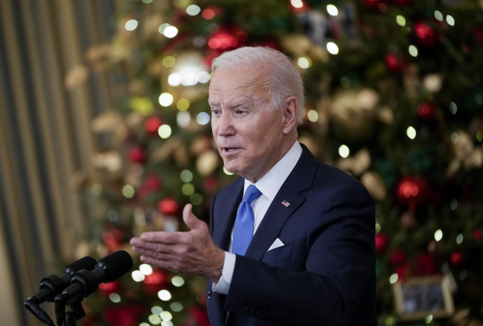 President Biden speaks about the omicron variant of the coronavirus at the White House, December 21, 2021 in Washington, DC. (Photo by Drew Angerer/Getty Images)