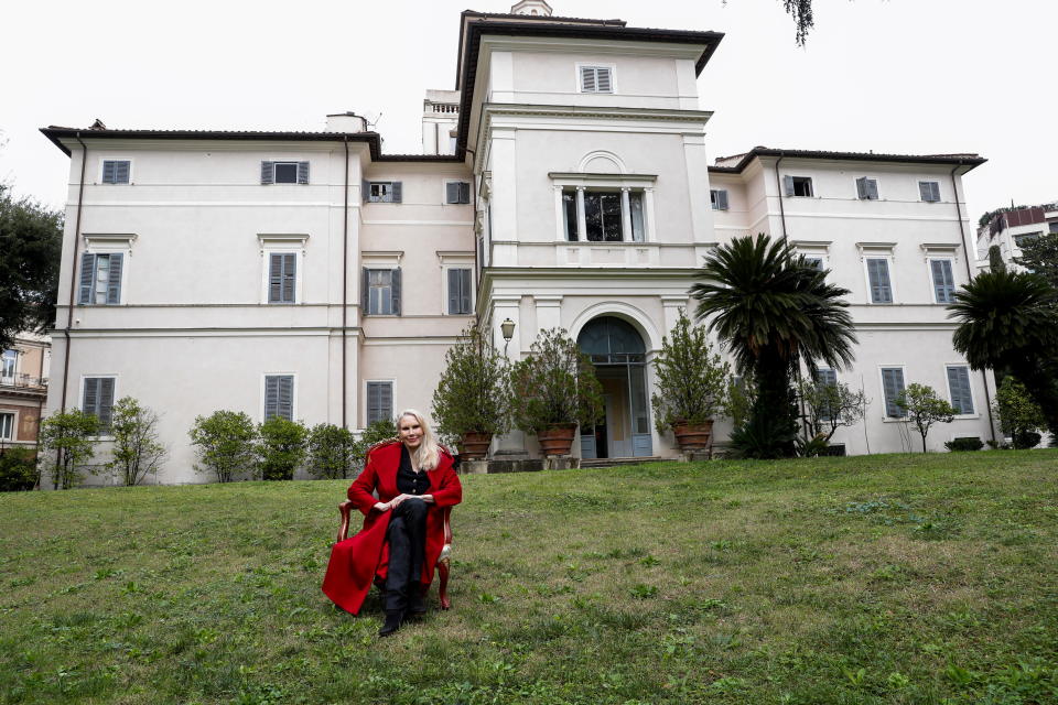 Princess Rita Boncompagni Ludovisi poses for a photograph outside Villa Aurora, a building that boasts Caravaggio&#39;s only ceiling mural, which is up for auction in January with an opening bid set at 471 million euros, in Rome, Italy, November 16, 2021. REUTERS/Remo Casilli