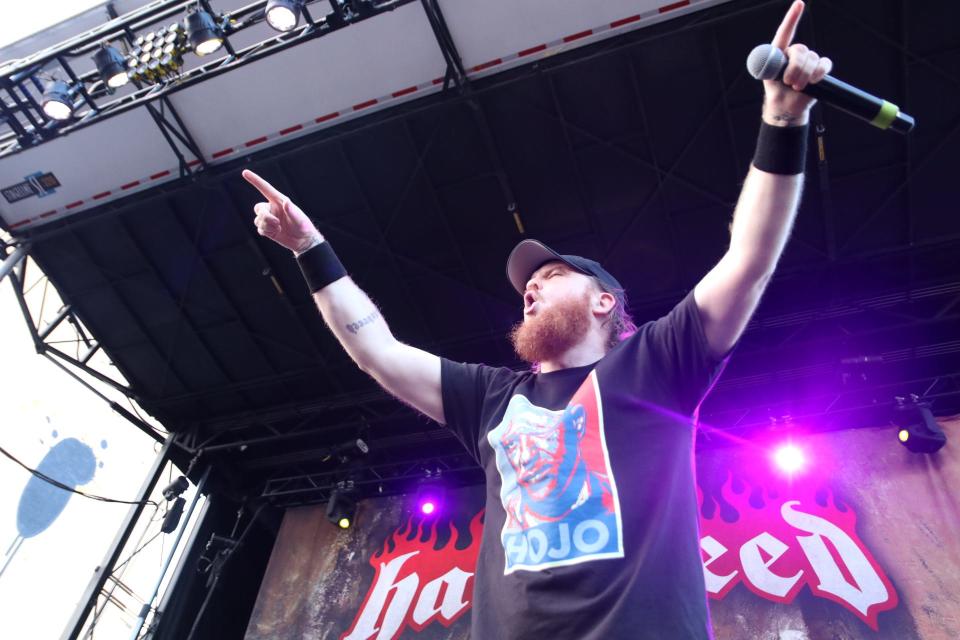 Jamey Jasta of Hatebreed performs for the Tattoo the Earth festival Saturday at the Palladium in Worcester.