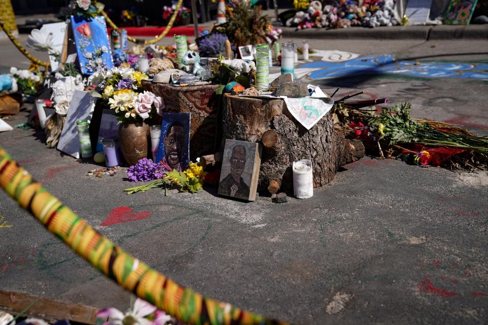 Various items in the memorial at George Floyd Square in Minneapolis, MN." Harrison Hill/USA Today