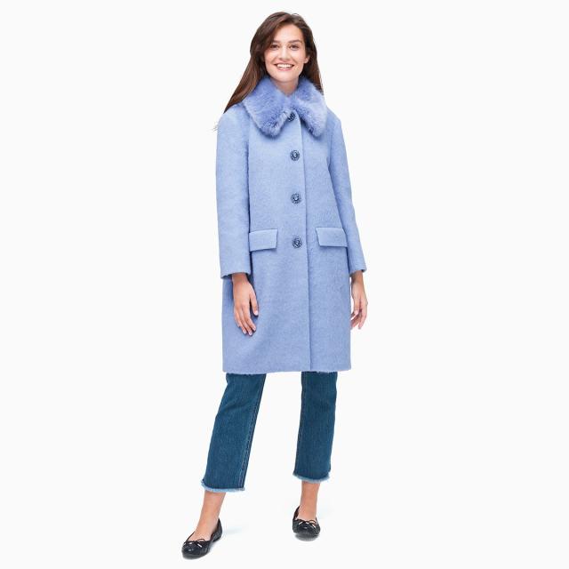 Kate Spade Wild Ones Faux Fur Trim Coat