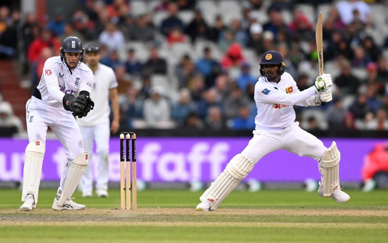 Jamie Smith behind the stumps during England's first Test against Sri Lanka