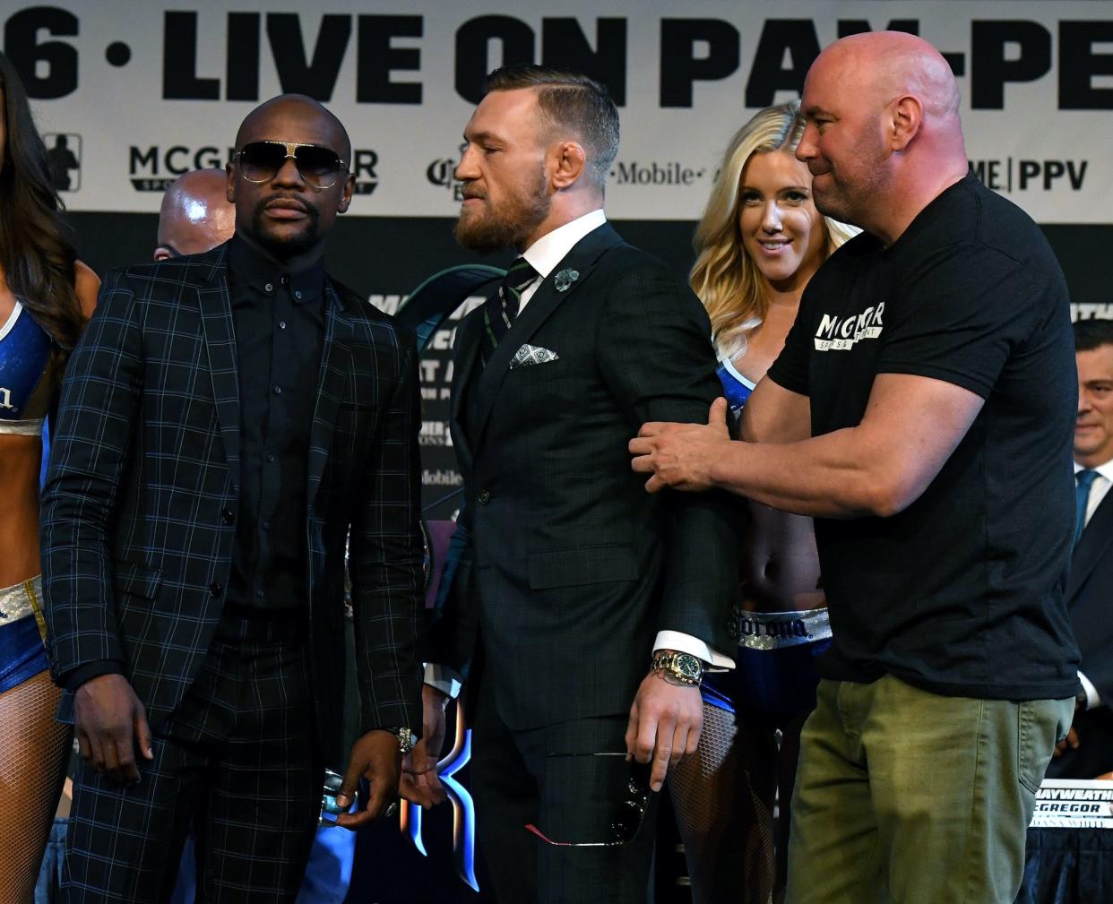 Floyd Mayweather, Conor McGregor, and Dana White.