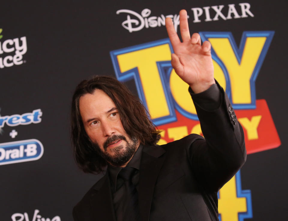 LOS ANGELES, CALIFORNIA - JUNE 11: Keanu Reeves arrives to the Los Angeles premiere of Disney and Pixar's "Toy Story 4" held on June 11, 2019 in Los Angeles, California. (Photo by Michael Tran/FilmMagic)