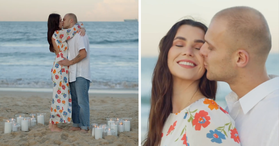 MAFS’ Jack Millar and Love Island’s Courtney Stubb kissing on the beach.