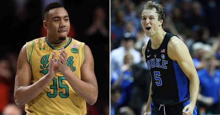Notre Dame’s Bonzie Colson and Duke’s Luke Kennard will meet in the ACC championship on Saturday (Getty).