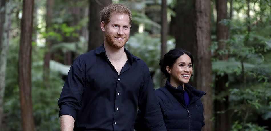 Prince Harry and Meghan, Duchess of Sussex, visit the Redwoods Tree Walk in New Zealand