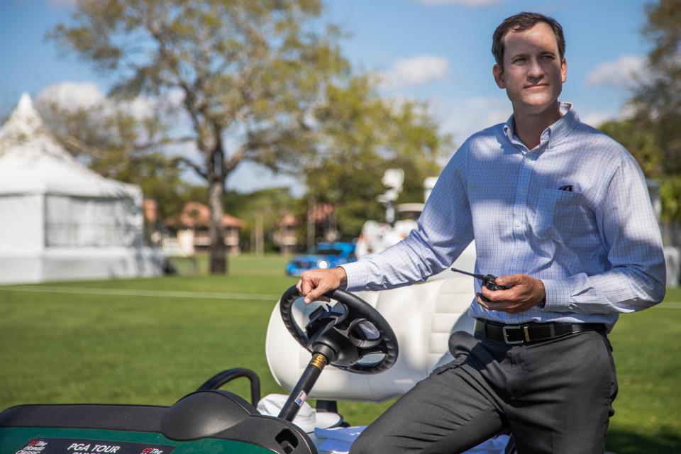 Andrew Miller, PGA Tour Tournament Referee, poses for a portrait near the first fairway during the third round of the Honda Classic at PGA National Resort & Spa on Saturday, February 25, 2023, in Palm Beach Gardens, FL.