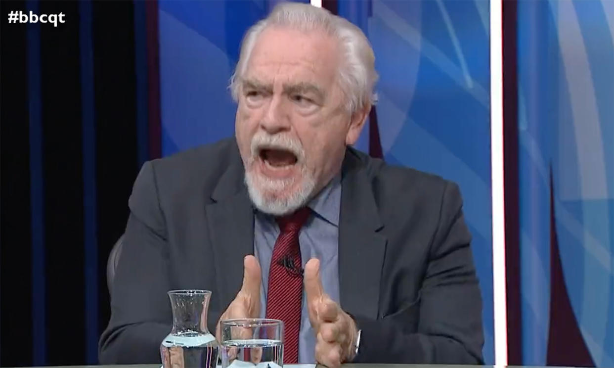 Question Time viewers say Brian Cox 'went full Logan Roy'. (BBC)