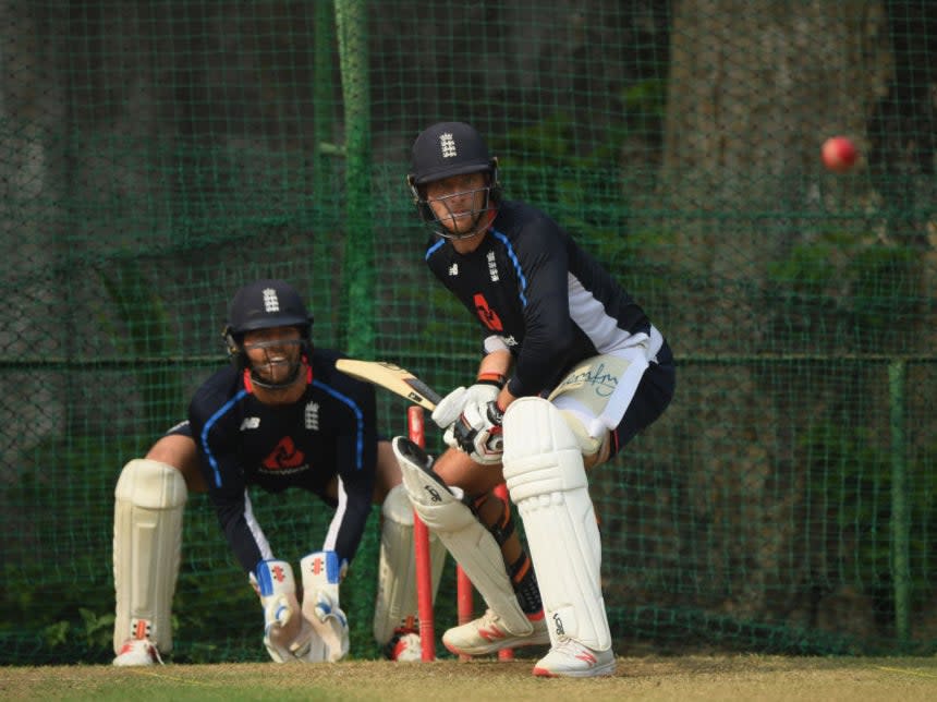 <p>Jos Buttler bats in the nets in Sri Lanka as Ben Foakes keeps wicket</p> (Getty Images)