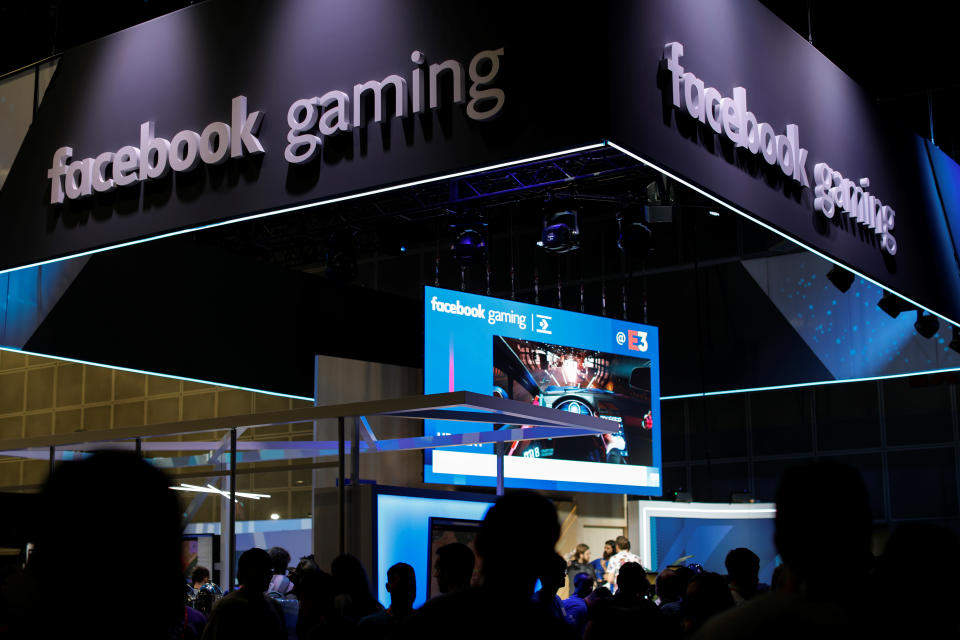 The facebook gaming booth is shown at E3, the world&#39;s largest video game industry convention in Los Angeles, California, U.S. June 12, 2018. REUTERS/Mike Blake