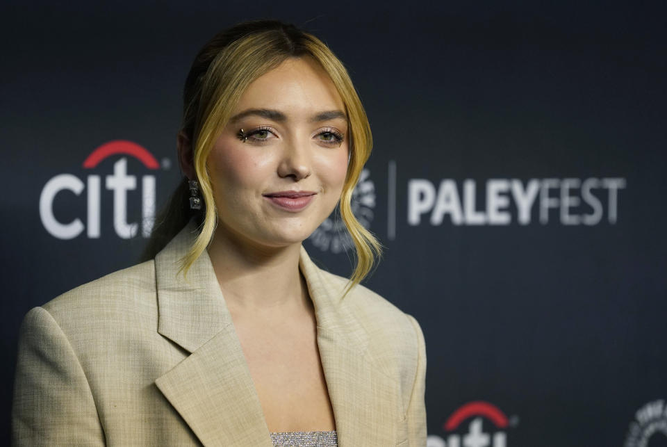 FILE - Peyton List poses at a screening of the Netflix show "Cobra Kai" during PaleyFest in Los Angeles on April 8, 2022. List stars in the Paramount+ series “School Spirits.” (AP Photo/Chris Pizzello, File)