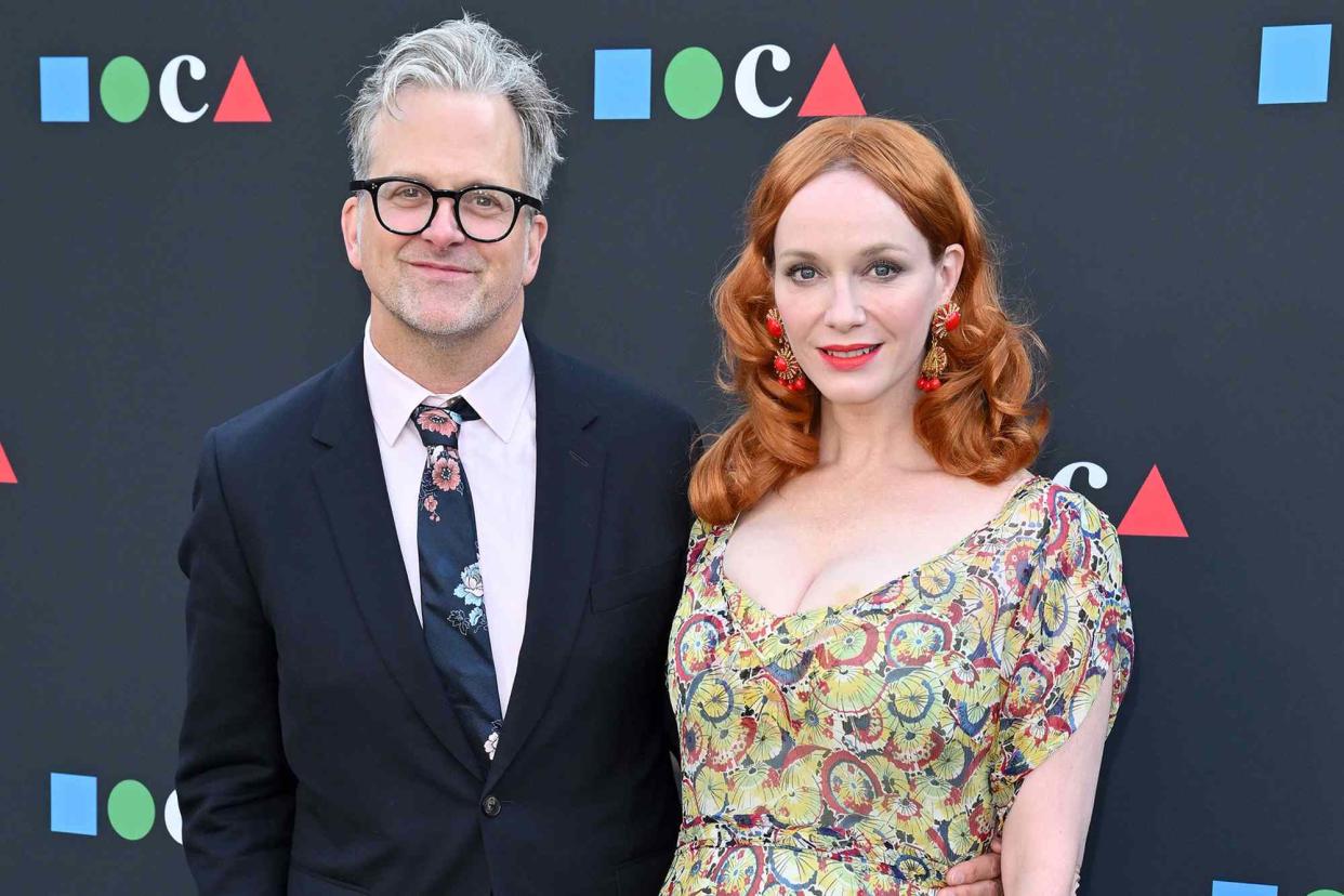 <p>Axelle/Bauer-Griffin/FilmMagic</p> George Bianchini and Christina Hendricks attend the MOCA Gala in 2022.