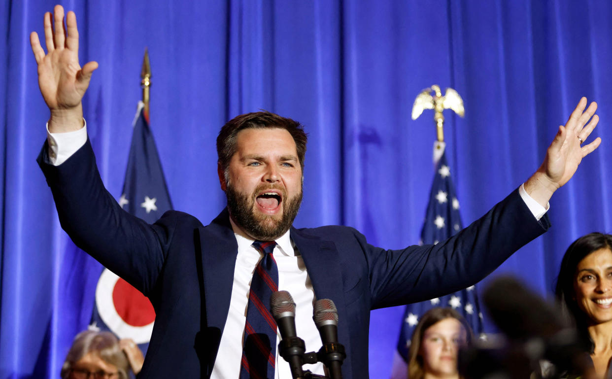 J.D. Vance speaks during the Ohio Republican Party election night watch party (Paul Vernon / AFP via Getty Images)