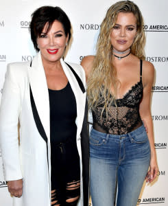 Kris Jenner (left) and Khloé Karadsian in Good American jeans in October 2016