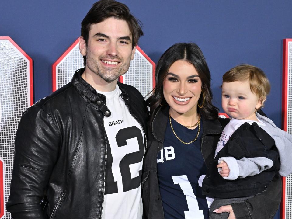 Jared Haibon and Ashley Iaconetti and their son Dawson in January 2023.