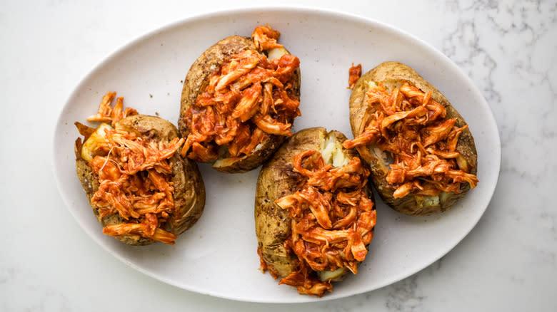 bbq chicken on baked potato