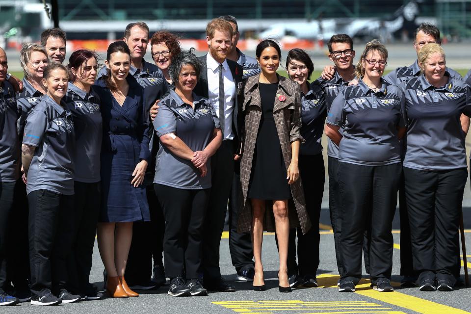 Meghan Markle arrived in New Zealand for the next phase of her royal tour in a $60 ASOS maternity dress. See the full look here.