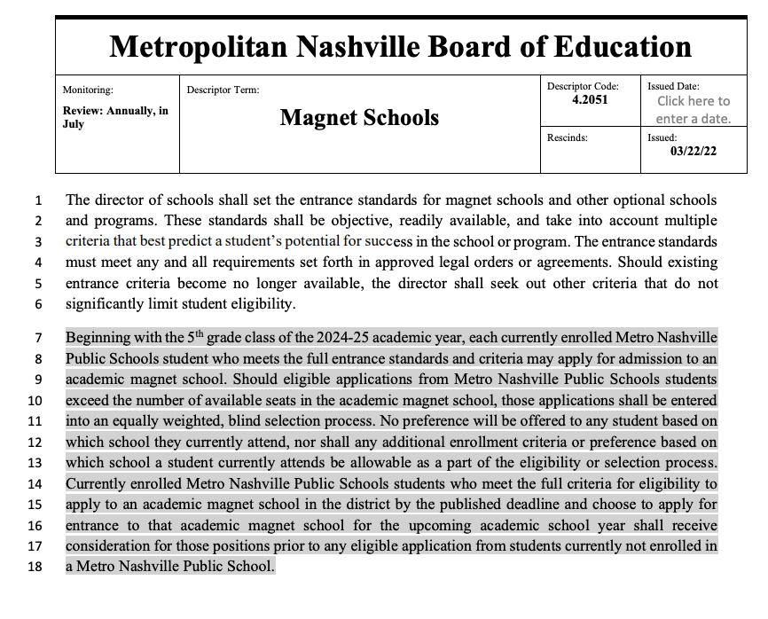 A proposed change to the Metro Nashville Public Schools academic magnet application process stirred discussion and concern on Tuesday. It's been deferred indefinitely to create time for public input.