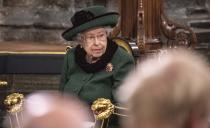 La reina Isabel II de Gran Bretaña en la misa de acción de gracias en memoria del fallecido príncipe Felipe, duque de Edimburgo, en la Abadía de Westminster el 29 de marzo de 2022. (Richard Pohle/Pool via AP)