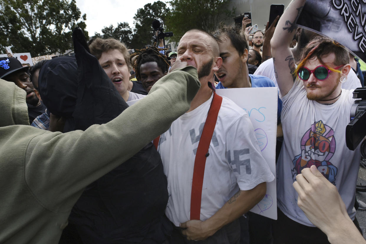 White supremacist Randy Furniss gets punched in the face: AP