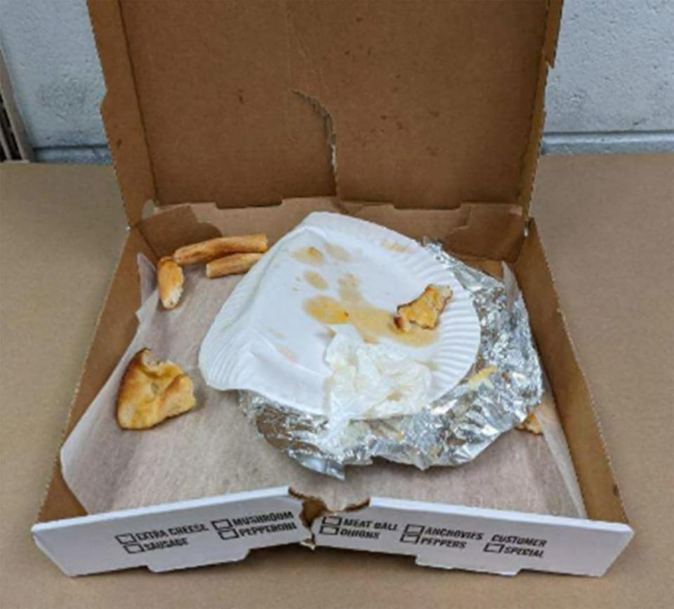 A pizza box which was tested for DNA.