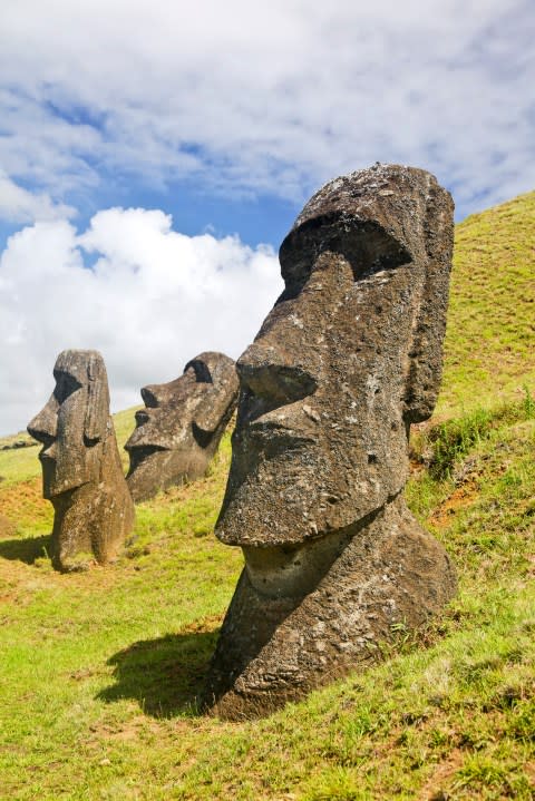 Moais in Rapa Nui National Park on the slopes of Rano Raruku volcano on Easter Island, Chile. (Getty Images)