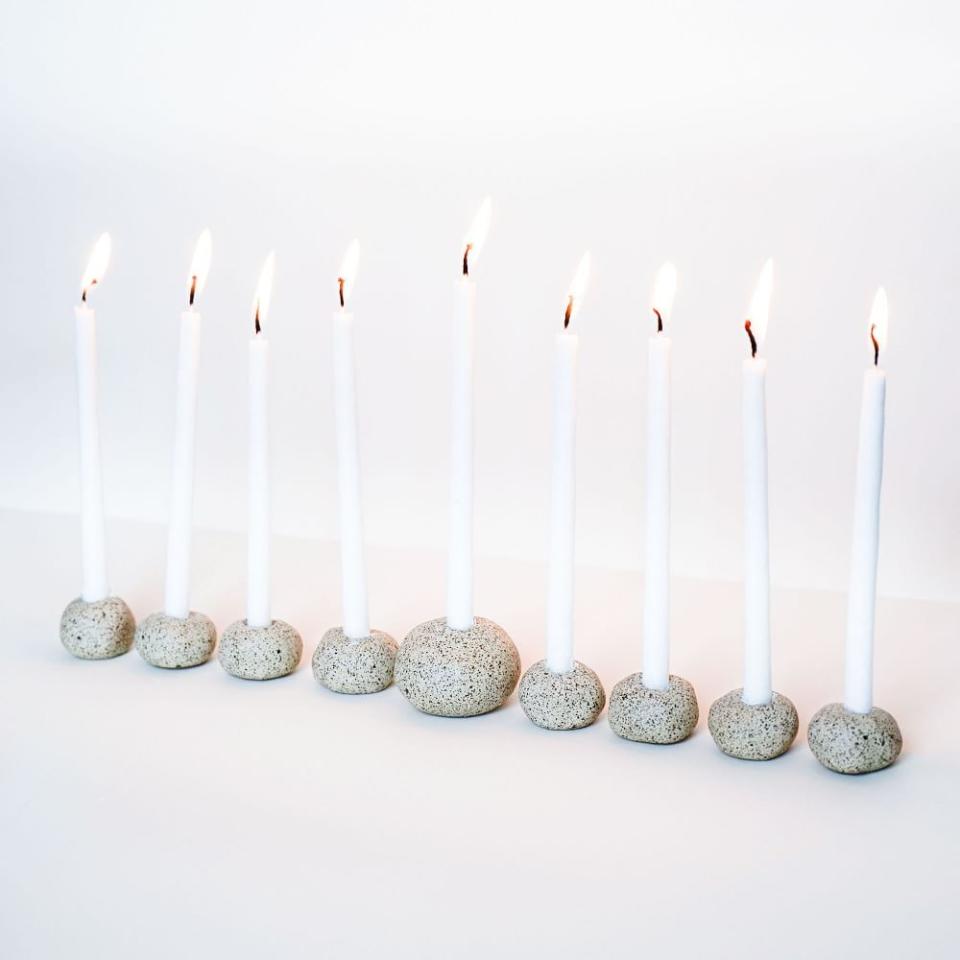 33) Stoneware Menorah Set