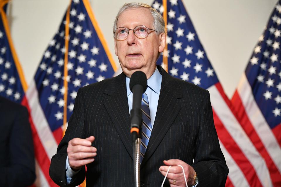 Senate Majority Leader Mitch McConnell on Aug. 4, 2020, in Washington, D.C.