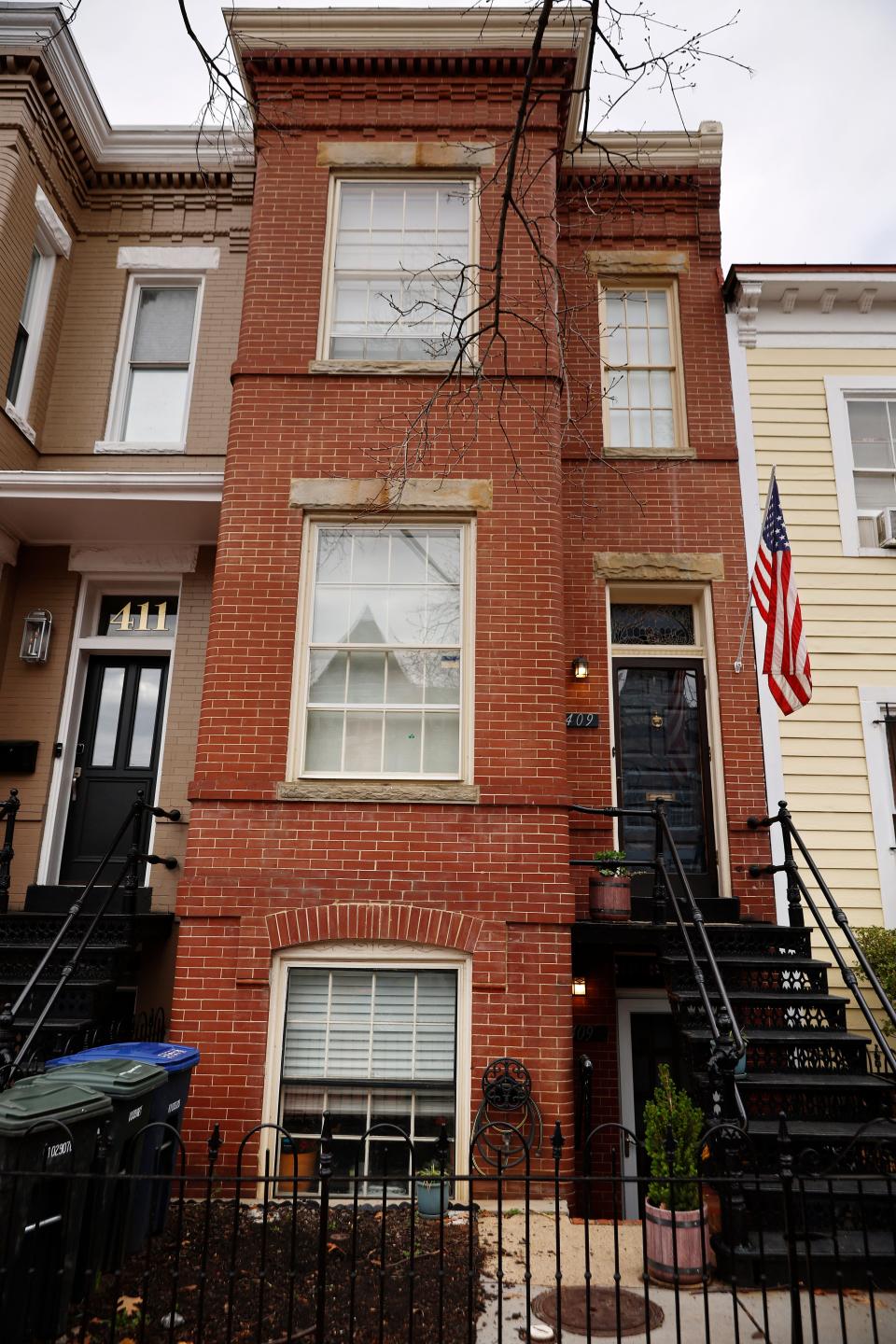 A red-brick row house is seen where DC Metro Police said they found five fetuses inside where anti-abortion activists were living earlier this week in the Capitol Hill neighborhood on April 01, 2022 in Washington, DC. Nine people, some of whom lived or stayed in the house, were indicted Wednesday on federal civil rights counts, with prosecutors alleging that they violated the Freedom of Access to Clinic Entrances Act when they blockaded an abortion clinic with chain and rope in 2020. Authorities do not know how the fetuses were obtained or how they got into the home where anti-abortion activist Lauren Handy was staying before she was arrested.