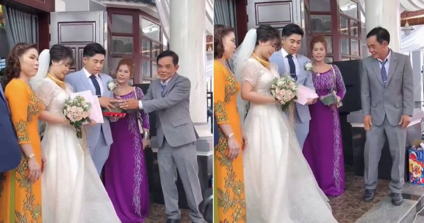 越南一對新人結婚，公公給出大手筆聘禮。（圖／翻攝自royalwedding.event TikTok）