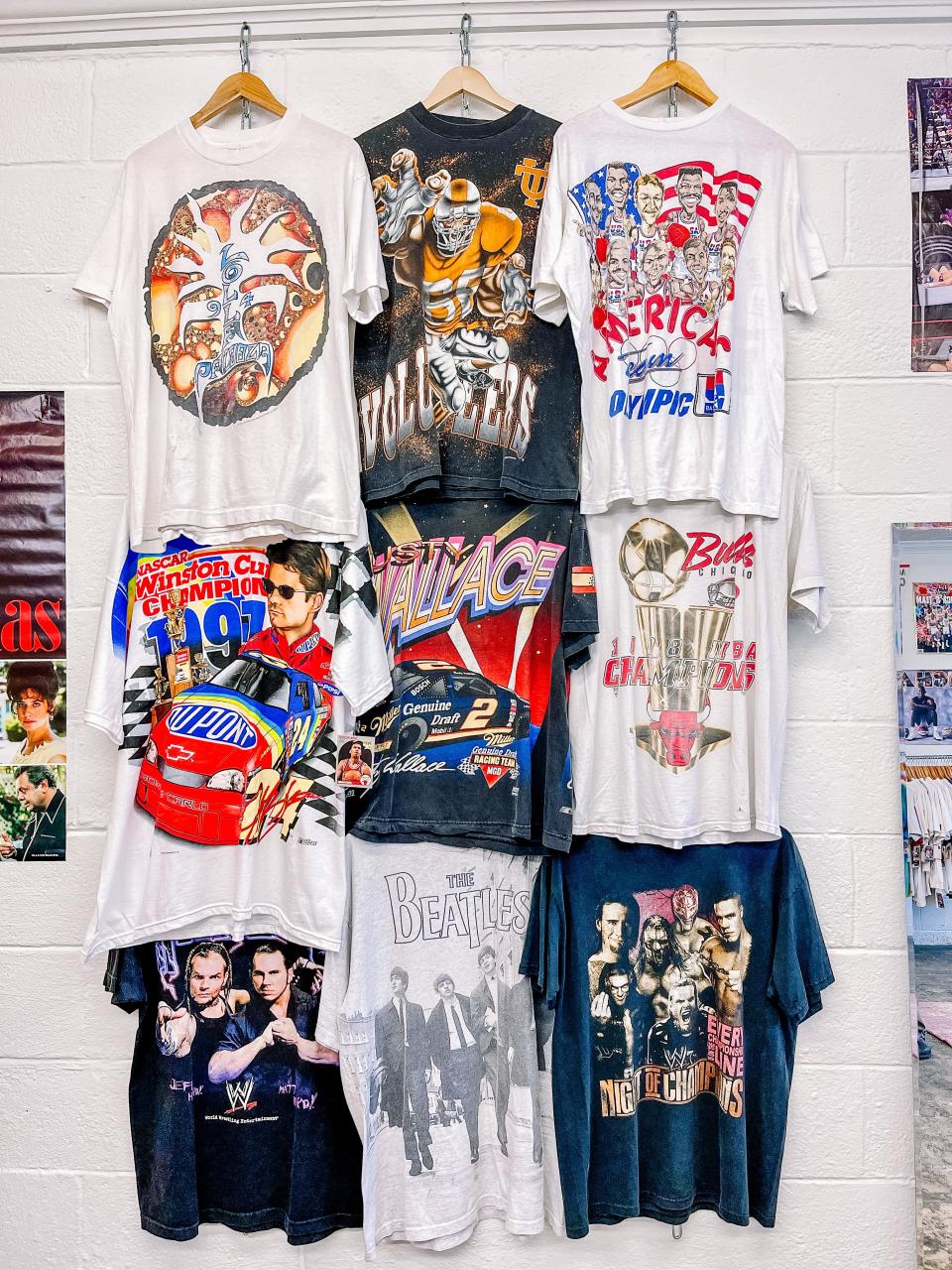 Richie’s Riches most collectible T-shirts on display.