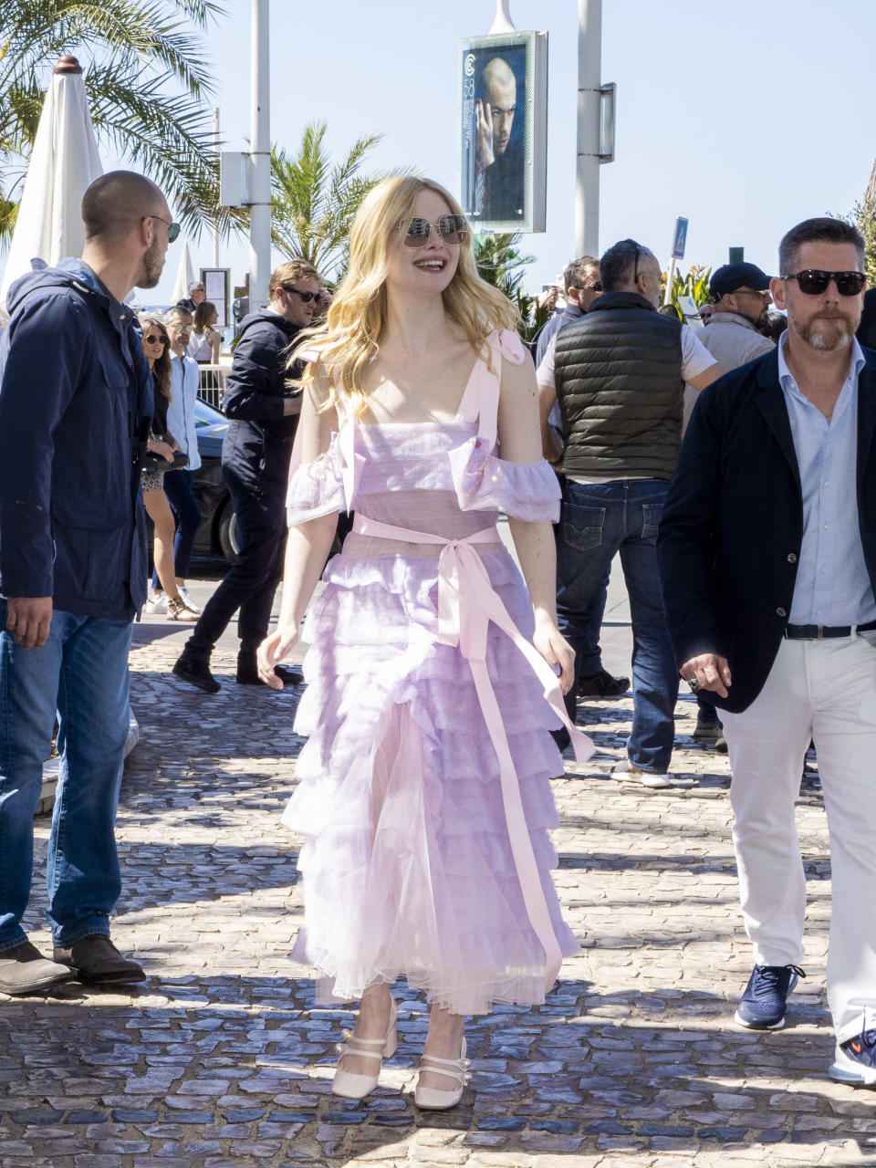 The 21-year-old star, who is on the Cannes Film Festival jury this year, was spotted wearing a romantic, layered lilac dress on day one of the iconic film festival. [Photo: Getty]