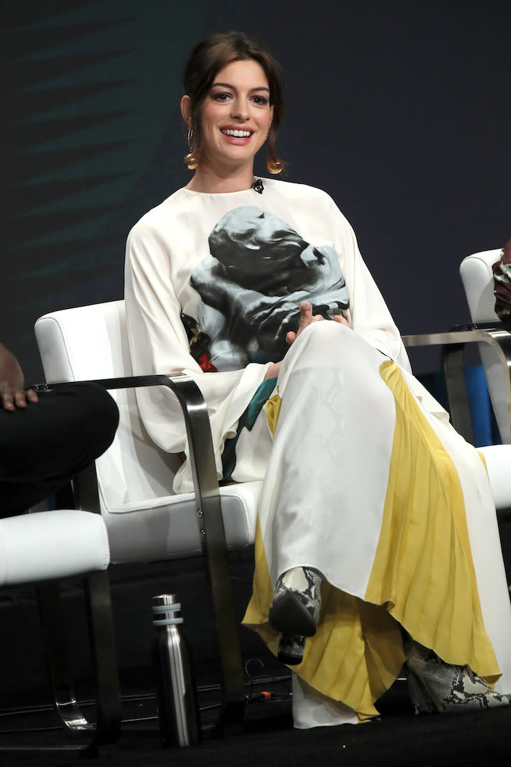 Anne Hathaway at the 2019 Summer 2019 Television Critics Association Press Tour